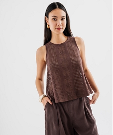 GEMO Débardeur en dentelle coupe ample femme marron fonce
