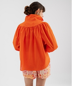 blouse manches 34 en toile de coton unie femme orange blousesK264501_3