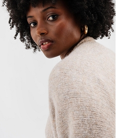 poncho en maille douillette avec franges femme beige standardK264801_2