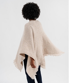 poncho en maille douillette avec franges femme beige standardK264801_3