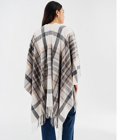 poncho a carreaux avec franges femme beigeK265701_3