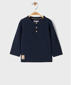 GEMO Tee-shirt manches longues en maille nid d’abeille bébé garçon Bleu
