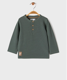 GEMO Tee-shirt manches longues en maille nid d’abeille bébé garçon Vert