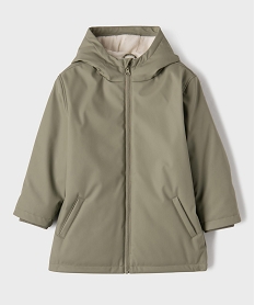 GEMO Manteau imperméable à capuche et doublure chaude garçon kaki clair