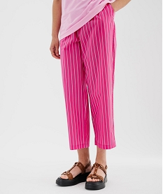 GEMO Pantalon en toile fine rayée femme Rose