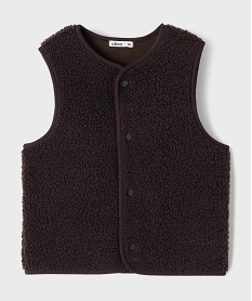 GEMO Veste sans manches en sherpa à boutons pression garçon marron fonce