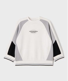 GEMO Sweat de sport tricolore garçon blanc standard