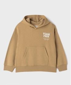 GEMO Sweat à capuche et message garçon Beige