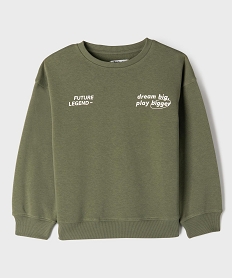 GEMO Sweat en molleton imprimé devant et dos garçon kaki standard