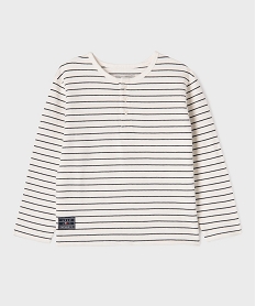 GEMO Tee-shirt rayé à col tunisien garçon - LuluCastagnette Blanc