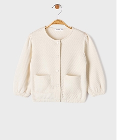 GEMO Sweat à boutons pression en maille fantaisie bébé fille Beige