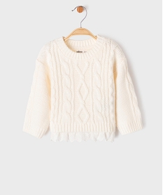 GEMO Pull à torsades avec bas en dentelle bébé fille blanc standard