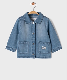 GEMO Veste en jean délavée en coton avec poches plaquées bébé fille Bleu