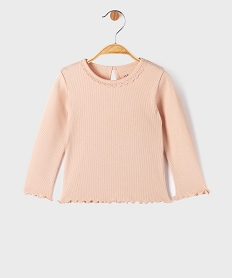 GEMO Tee-shirt manches longues avec finitions froncées bébé fille Rose
