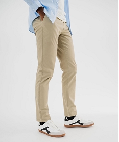 GEMO Pantalon chino slim en coton stretch homme Beige
