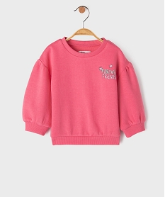 GEMO Sweat imprimé à manches bouffantes bébé fille rose vif
