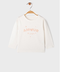GEMO Tee-shirt manches longues imprimé bébé fille blanc standard