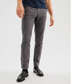 GEMO Pantalon chino slim en coton stretch homme Gris
