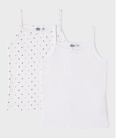 GEMO Débardeurs à fines bretelles fille (lot de 2) Blanc
