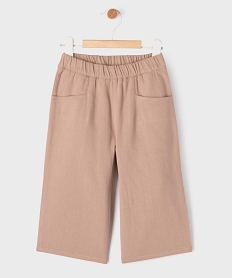 GEMO Pantalon large en coton avec taille élastique bébé fille Brun