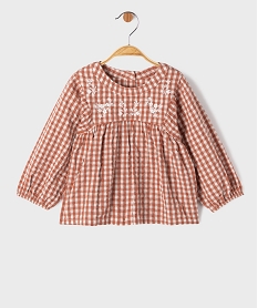 GEMO Blouse à motif vichy en maille gaufrée bébé fille Brun