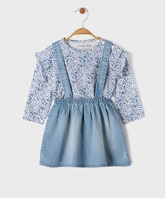 GEMO Ensemble 2 pièces bébé fille : tee-shirt et jupe à bretelles - LuluCastagnette Bleu