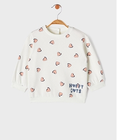 GEMO Sweat molletonné avec motifs bébé fille Beige
