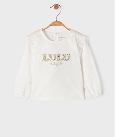 GEMO Tee-shirt manches longues avec épaules volantées bébé fille - LuluCastagnette blanc standard