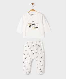 GEMO Pyjama en velours 2 pièces motif bébé Blanc