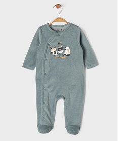 GEMO Pyjama en velours à ouverture devant imprimé bébé Bleu