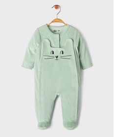 GEMO Pyjama en velours ouvert devant motif chat et pois bébé Vert