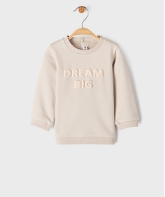 GEMO Sweat molletonné avec inscriptions en relief bébé garçon beige standard