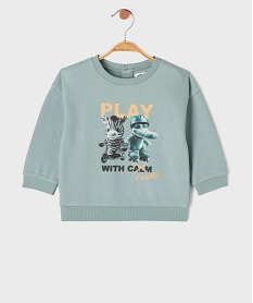 GEMO Sweat en molleton doux imprimé à col rond bébé garçon vert standard