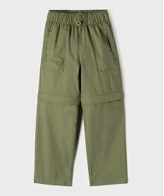 GEMO Pantalon transformable en short avec taille élastique garçon vert standard