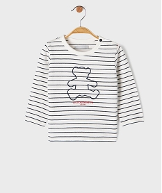 GEMO Tee-shirt manches longues à rayures et motif ourson bébé garçon - LuluCastagnette Beige
