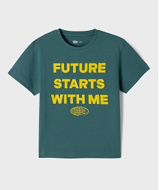 GEMO Tee-shirt manches courtes avec inscription sur l’avant garçon Vert