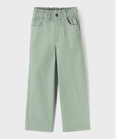 GEMO Pantalon straight en toile de coton taille ajustable fille Vert