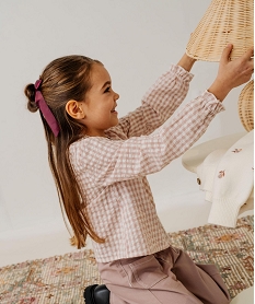 GEMO Blouse manches longues à carreaux et boutons fille Rose