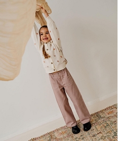 GEMO Pantalon straight en twill de coton à poches plaquées fille Brun