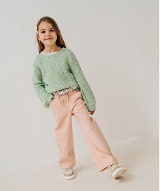 GEMO Pantalon straight en toile de coton taille ajustable fille Rose