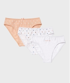 GEMO Culottes en coton stretch motifs fruits fille (lot de 3) Blanc