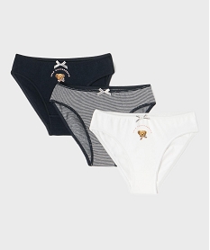 GEMO Culottes en coton stretch fille (lot de 3) - LuluCastagnette Bleu