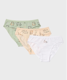 GEMO Culottes en coton stretch motifs fruits fille (lot de 3) Rose
