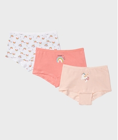 GEMO Boxers en coton stretch à motifs féeriques fille (lot de 3) Rose