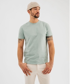 GEMO Tee-shirt manches courtes col rond en coton homme vert standard