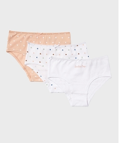 GEMO Shorty en coton stretch imprimé fille (lot de 3) Blanc