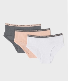 GEMO Shorty en maille côtelée en coton stretch fille (lot de 3) Orange