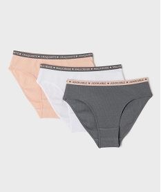 GEMO Culottes en maille côtelée en coton stretch fille (lot de 3) Orange