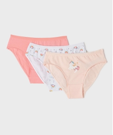 GEMO Culottes en coton stretch motifs féeriques fille (lot de 3) Blanc