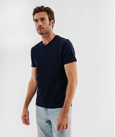 GEMO Tee-shirt à manches courtes et col V homme Bleu
